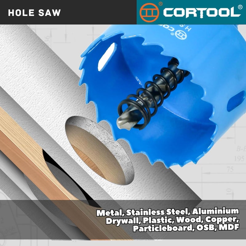 Cortool 7/8 Inch Hole Saw with Arbor for Metal and Wood Cutting, Bi-Metal Hole Cutter, 7/8" Hole Saw Kit for Drywall, Wood, PVC Boards, Fiberglass and Vent Pipes - Image 4